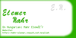 elemer mahr business card